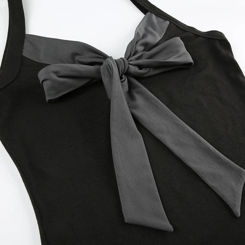 Casual Strap Tie-Up Bow Crop Top