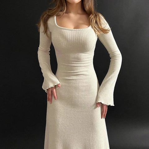 elegant-frill-knit-square-neck-long-dress-4