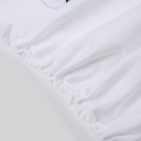 Sweet White Bow Heart Crop Top