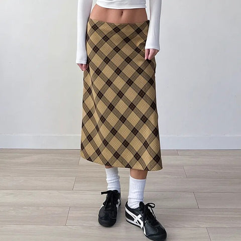 vintage-yellow-plaid-low-waist-skirt-2