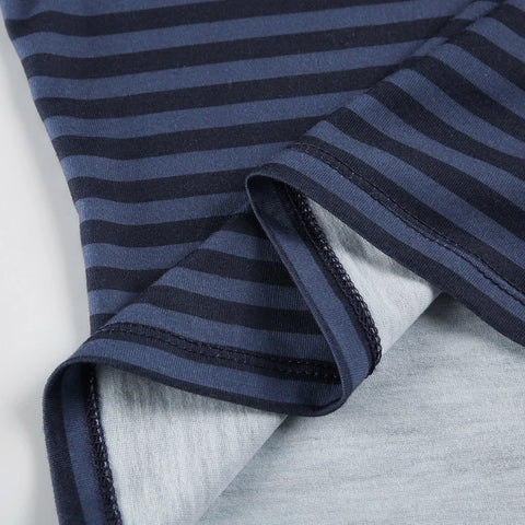 Casual Stripe Buttons Long Sleeve Top