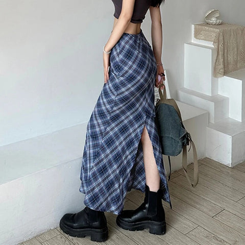 vintage-plaid-slim-slit-long-skirt-3