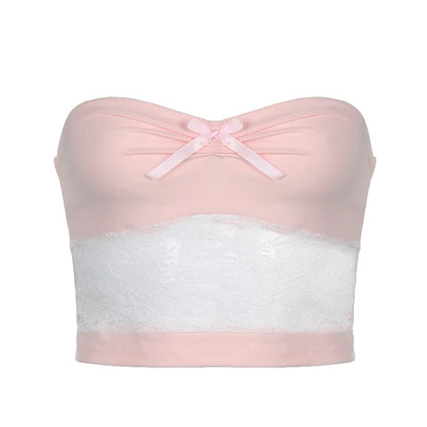sweet-pink-bow-fold-lace-spliced-strapless-top-3