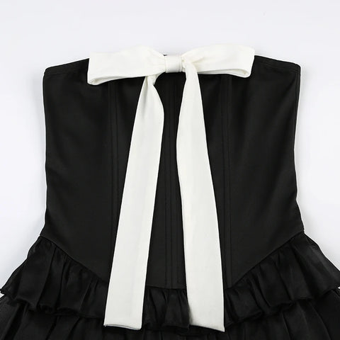 black-strapless-bow-ruffles-tiered-dress-5