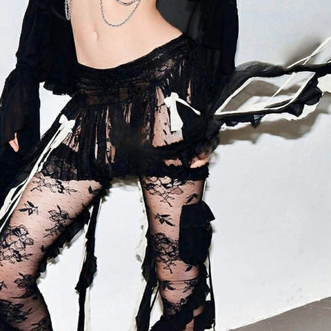 black-lace-ruffles-see-through-bow-skirt-2