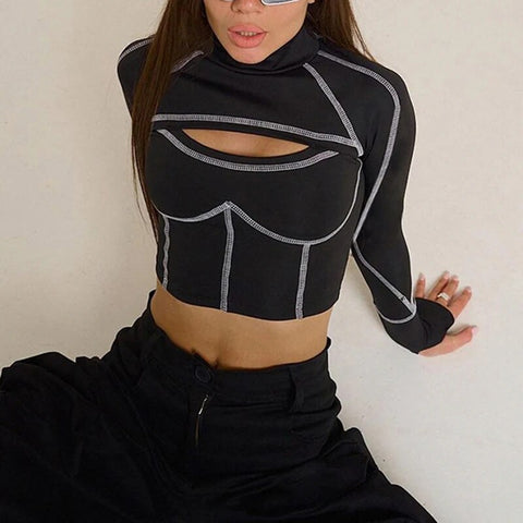 black-stripe-stand-collar-long-sleeves-top-3