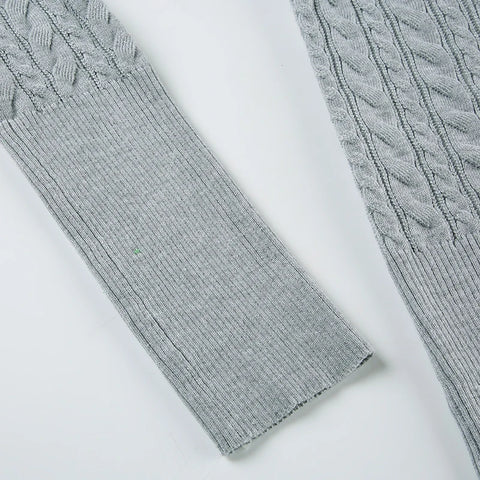 Casual Grey Twisted Hooded Sweater