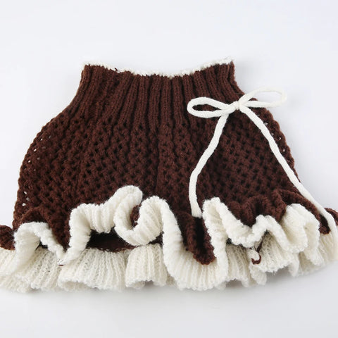 brown-knitted-ruffles-tie-up-mini-skirt-5