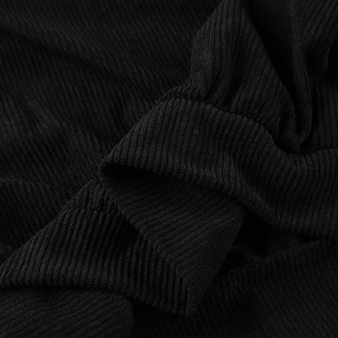 Black Faux Fur Trim Collar Corduroy Jacket