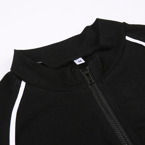 black-casual-sporty-stripe-stitch-slim-zipper-top-5