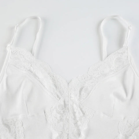 White Lace Patchwork See Through Top