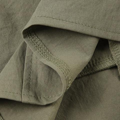 Stand Collar Buttons Pockets Coat