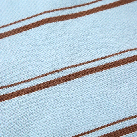 Grey Stripe Cropped Letter Pullover Sweater