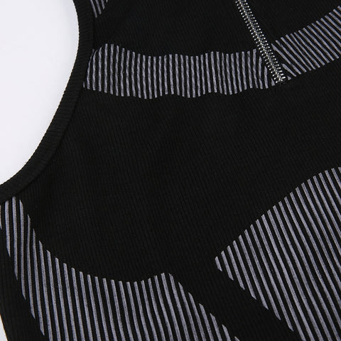 black-fitness-turtleneck-zipper-tank-stripe-printing-top-8