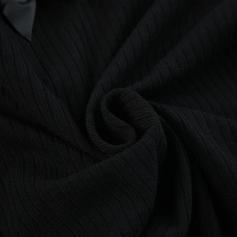 Black Lace Trim Knit Bow Off Shoulder Top