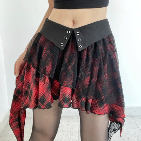 gothic-dark-lace-patchwork-plaid-skirt-3