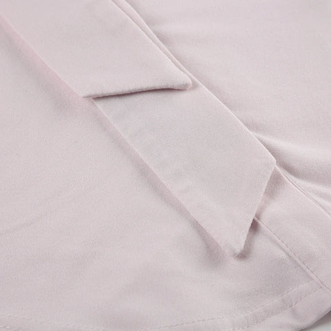 Sweet Pink Chest Folds Curved Hem Top