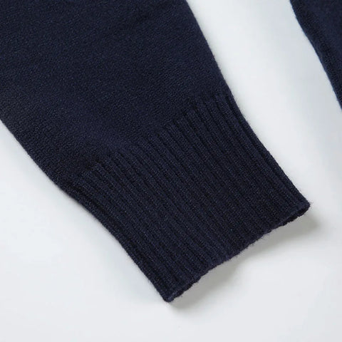 Casual Digital Print Dark Blue Sweater