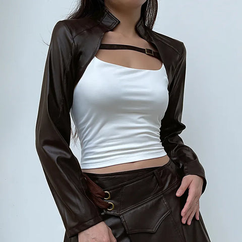 brown-buckle-pu-leather-super-short-jacket-2