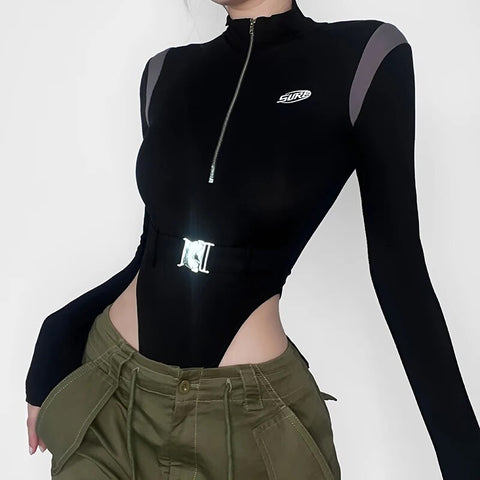 black-zipper-spliced-buckle-long-sleeve-bodysuit-3