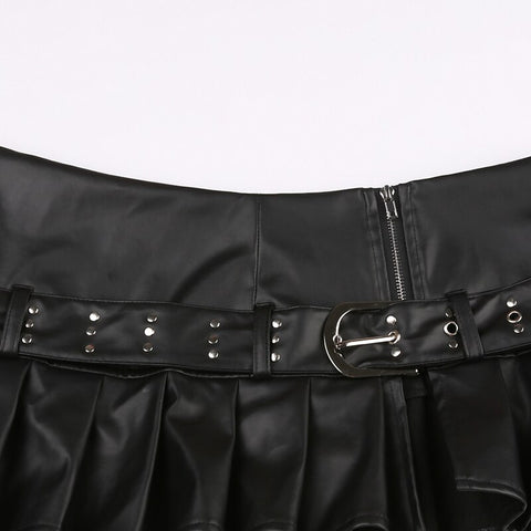black-low-waist-sexy-zipper-rive-belted-pleated-skirt-3
