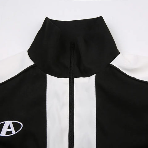 black-white-patchwork-zip-up-turtleneck-short-jacket-6