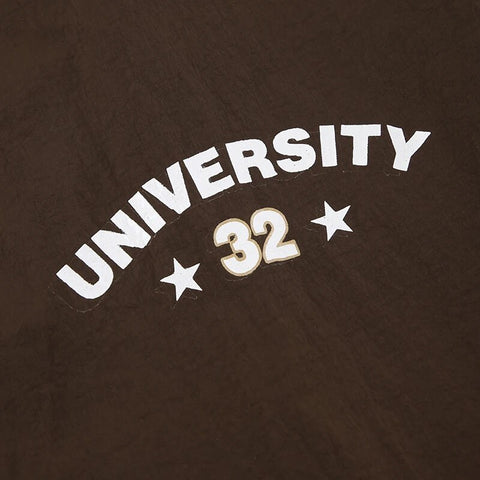 Brown Stripe Loose Letter Print Hoodie-10