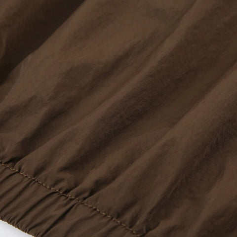 Brown Stripe Loose Letter Print Hoodie-11