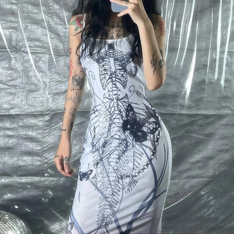 gothic-strap-butterfly-printed-long-dress-5