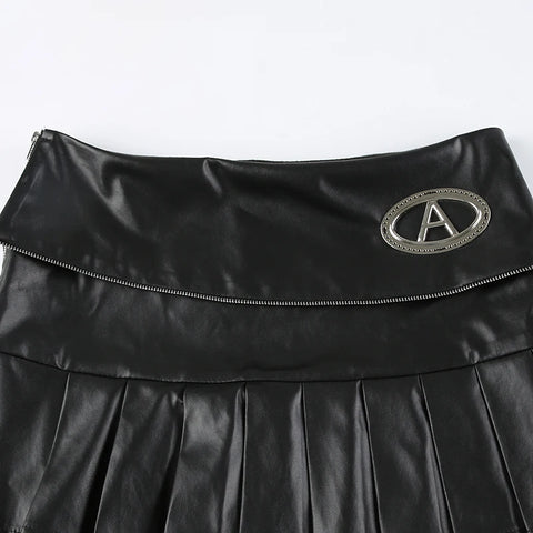 punk-zipper-metal-pu-leather-pleated-skirt-6