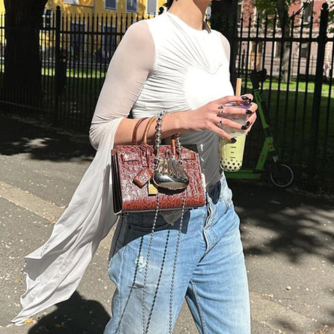 white-irregular-flare-sleeve-mesh-skinny-heart-shape-top-4