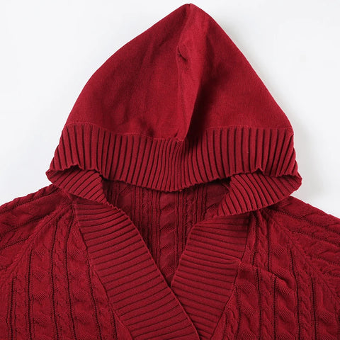 Casual Grey Twisted Hooded Sweater