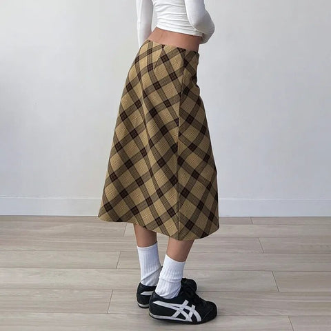 vintage-yellow-plaid-low-waist-skirt-3