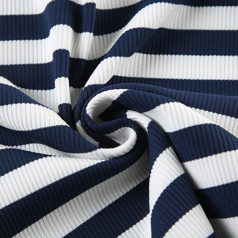 Basic Striped Crew Neck Knitted Top