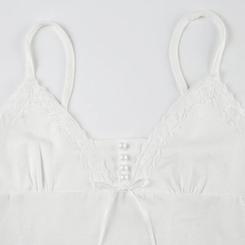 White Lace Patchwork Bow Bottons Top