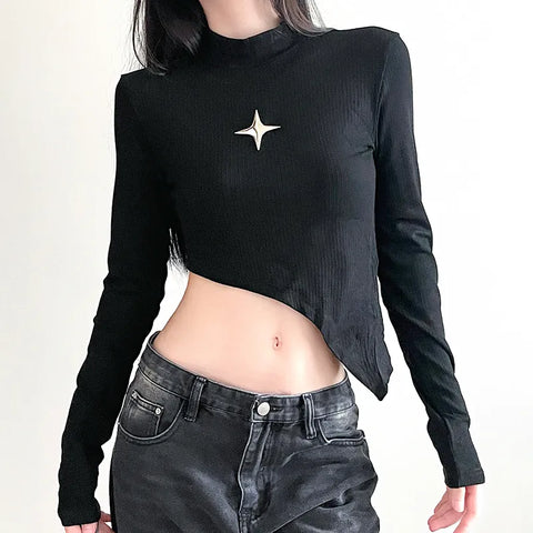 black-cotton-slim-asymmetrical-long-sleeve-top-2