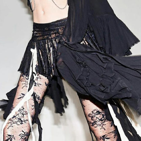 black-lace-ruffles-see-through-bow-skirt-3