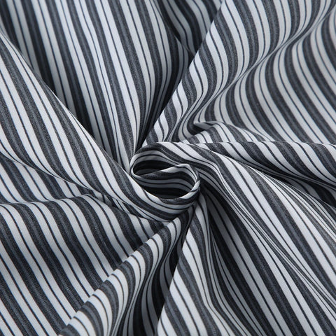 Grey Striped Long Sleeves Oversized Shirts