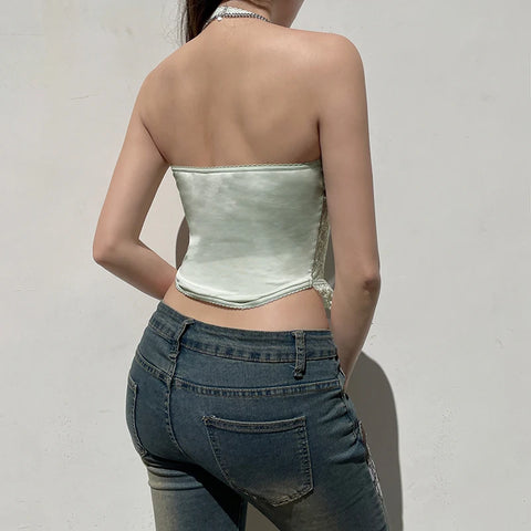 light-green-strap-ruched-lace-patchwork-top-4