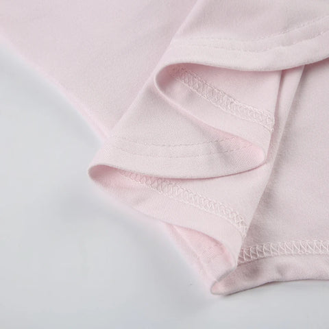 Sweet Pink Chest Folds Curved Hem Top