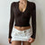 Casual V Neck Buttons Long Sleeves Top