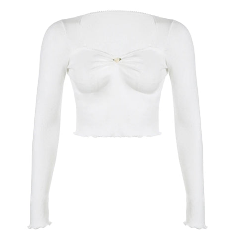 White Square Neck Cute Top