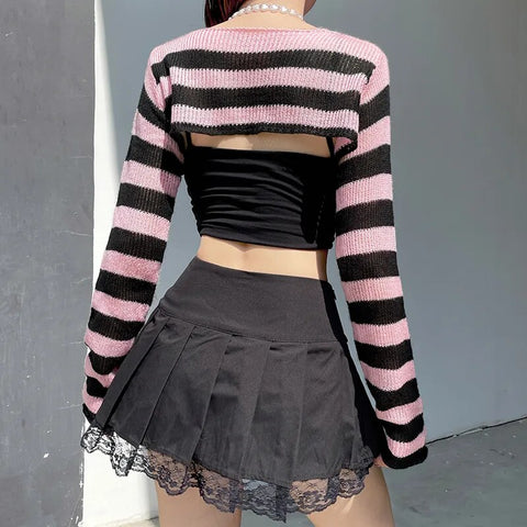 retro-pink-stripe-short-knitted-long-sleeve-sweater-4