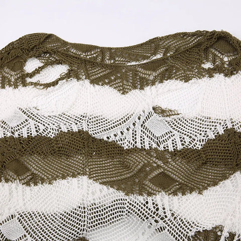 green-stripe-knitted-pullover-hollow-out-hole-ripped-sweater-7