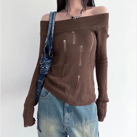 retro-hole-off-shoulder-drawstring-sweater-4
