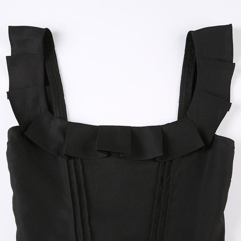 black-ruffles-mini-sleeveless-lace-trim-pleated-dresses-4