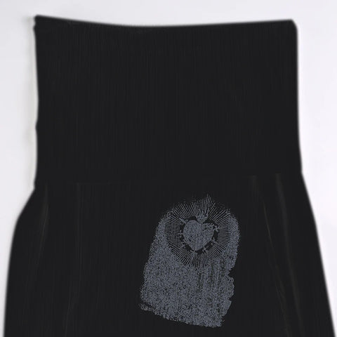 Printing Slash Neck Tierred Folds Slim Top