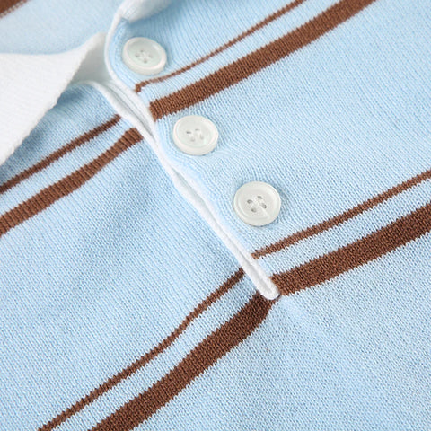 Grey Stripe Cropped Letter Pullover Sweater