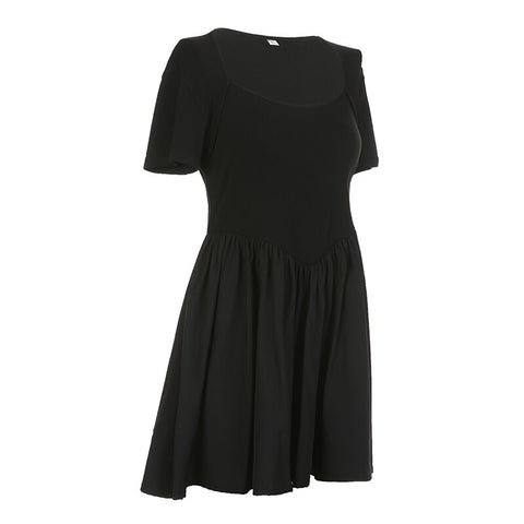 black-folds-basic-square-neck-short-sleeve-a-line-dress-5