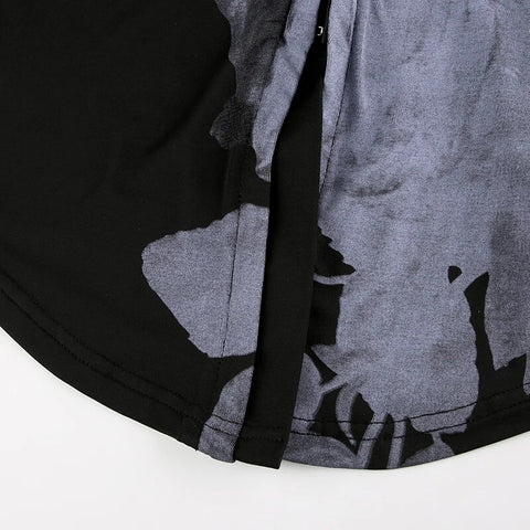 Gothic Graphic Printed Flare Sleeve Shirt